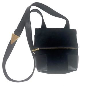 Americana by Sharif Black Suede Leather Shoulder Crossbody Purse Mixed Media